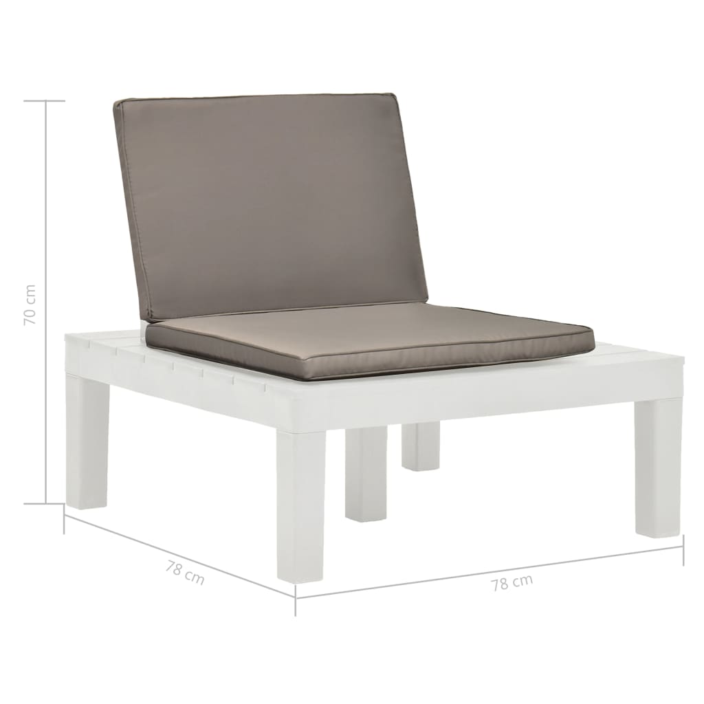 Garten-Lounge-Stuhl mit Sitzpolster Kunststoff Weiss